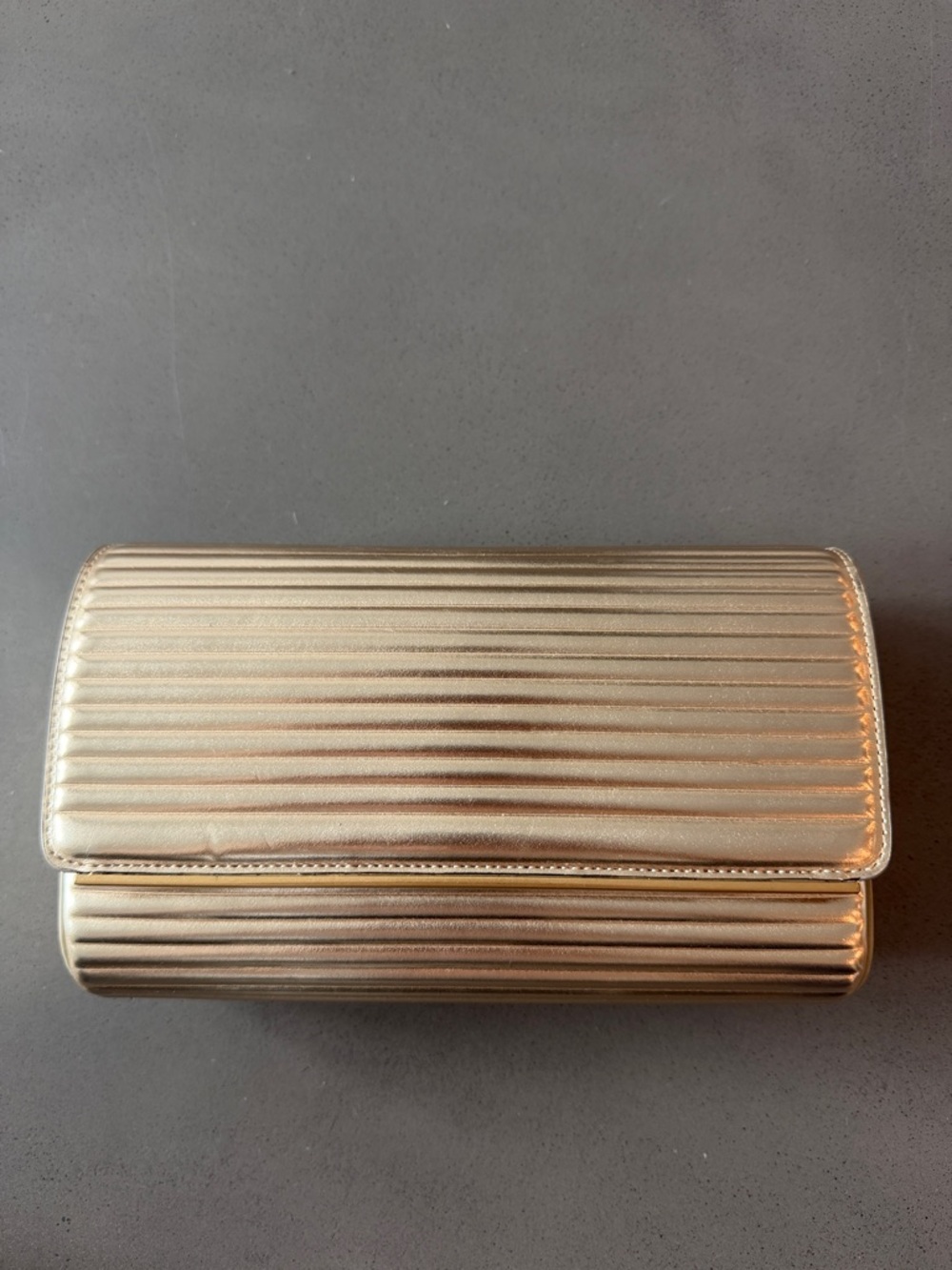 Jonathan Simkhai Metallic Gold Ribbed Clutch